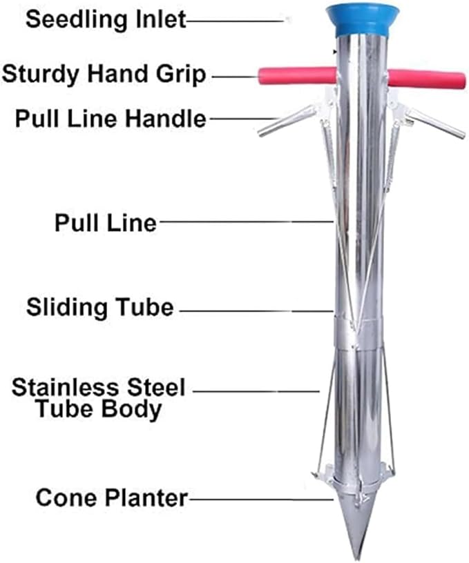 Long Handle Vegetable Planter Multi-Functional Vegetable Seedling Tool Vegetable Seedling Transplanter for Vegetable Field Plastic Film Field Seedling Tray for GardenYard(Double Handle)