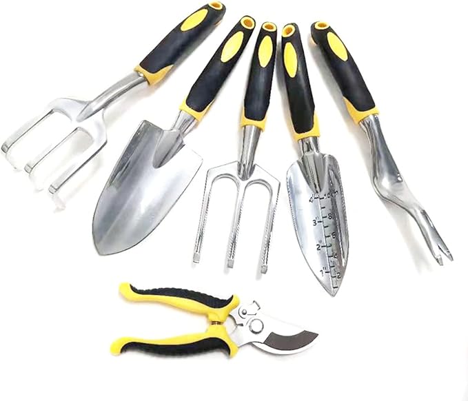 Garden Tools SetErgonomic Hand Digging Weeder Rake Shovel Trowel -Gift for Women and Men(Beige)