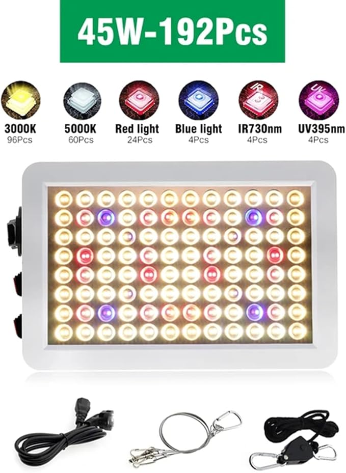 LED Grow Lights for Indoor Plants Full Spectrum Daisy Chain Plant Light with Veg Bloom Double Switch Timer for Indoor Plants Seeding Veg &amp Bloom45W