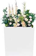 Metal Planter Box Indoor &amp Outdoor Planter Box Metal Garden Planter for Plants and Flowers Fits for Outside Indoor Garden (White)