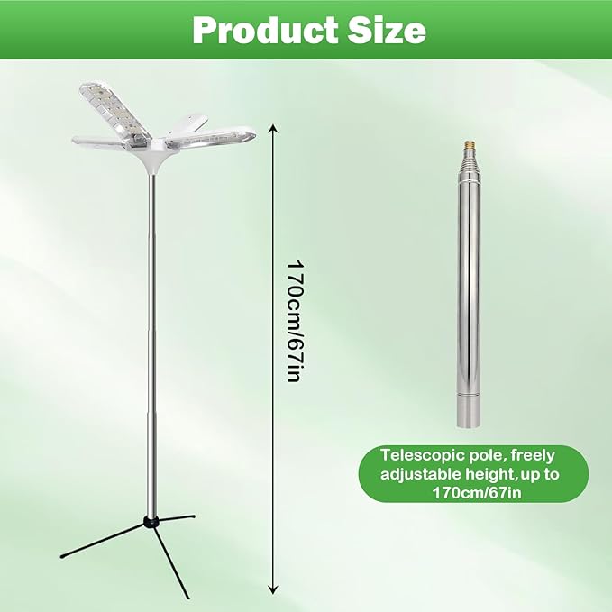 Grow Lights for Indoor Plants 240 LEDs Full Spectrum 15-67 Inches Height Adjustable 3/9/12H Auto Timer ＆ 4 Dimmable Brightness for Large and Small Plants