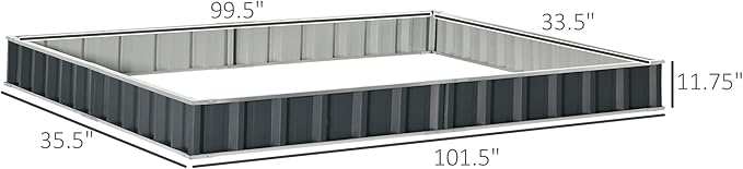 8.5' x 3' x 1' Raised Garden Bed Galvanized Metal Planter Box for Vegetables Flowers Herbs Dark Gray