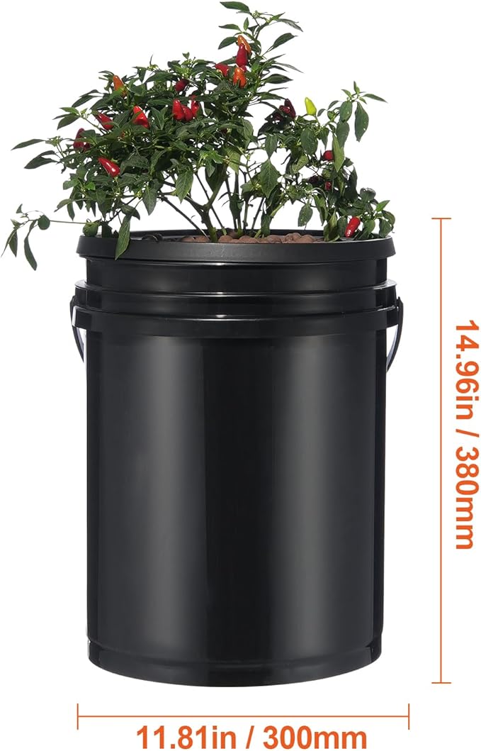 Happybuy RDWC Hydroponics Grow System Recirculating Deep Water Culture Kit 4 Buckets &amp 1 Reservoir with Top Drip Air Pump Water Level Device for Leafy Vegetables