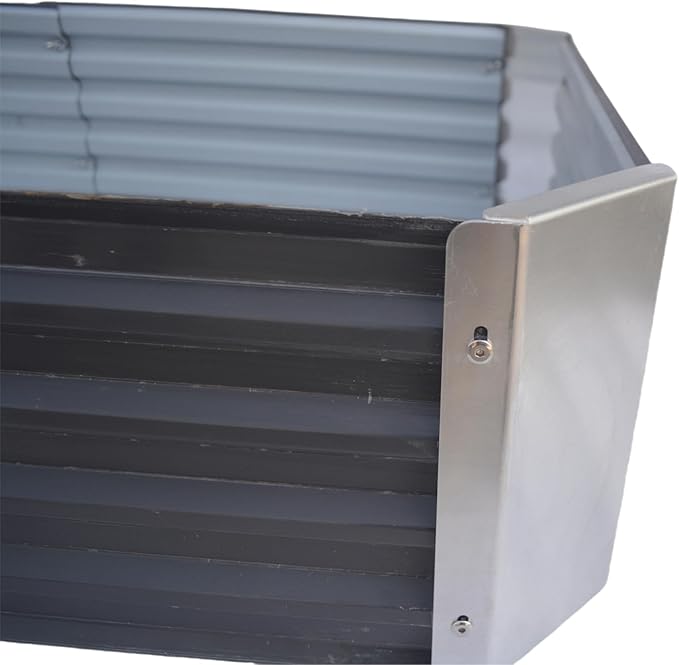 Galvanized Raised Garden Bed Outdoor Metal Quadrilateral Planter Box Deep Root Planters Boxes 4ft x 2ft Suitable for Plants Flowers Vegetables Herbs Fruits Dark Grey