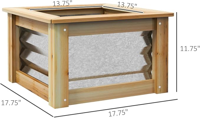 Raised Garden Bed Set of 2 Outdoor Planter Box Galvanized Metal Reinforced with Wood Stock Tanks for Growing Flowers Herbs and Vegetables