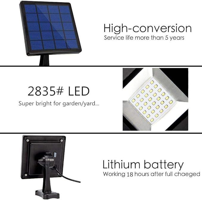 Landscape Lights Solar Lawn Light LED Garden 30LED Floodlight Solar Garden Light Adjustable Solar Panel Security Lamp Waterproof for Lighting LED Street Lamp (5M Cable White)