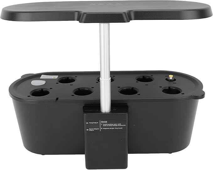 Hydroponics Growing System 7 Pods Indoor Garden with LED Grow Light Pump System Automatic Timer for Home Kitchen Vegetable Gardening (Black)