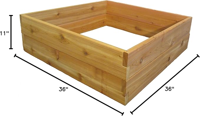 Infinite Cedar 3 ft x 3 ft x 11 in Raised Garden Bed Kit - Made from 1 Thick Western Red Cedar from North America
