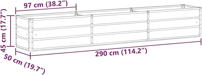 Steel Raised Garden Bed for Gardening Metal Planter Box for Vegetables Fruits Flowers 114.17 x 19.69 x 17.72 in Light Gray -532