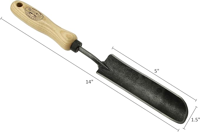 DeWit Patio Tool Set – Rock-N-Root Trowel 5-Tine Cultivator &amp Patio Knife | Hand-Forged Boron Steel Garden Tools with Ash Wood Handles