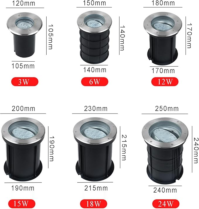 LED Ground Lights Embedded Underground Ljus IP66 Waterproof Low Voltage AC12/24V Adjustable Angle Landscape Light for Driveway Deck Patio Yard Garden Outdoor Spotlight