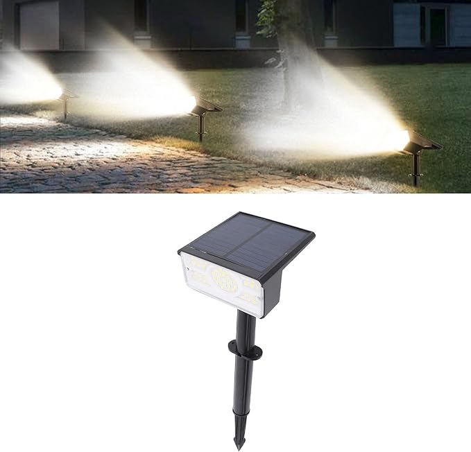 Outdoor Waterproof Spotlights 49 LEDs Solar Landscape Light - Bright Illumination IP65 Weather Ideal for Garden Yard Lawn (White Light)