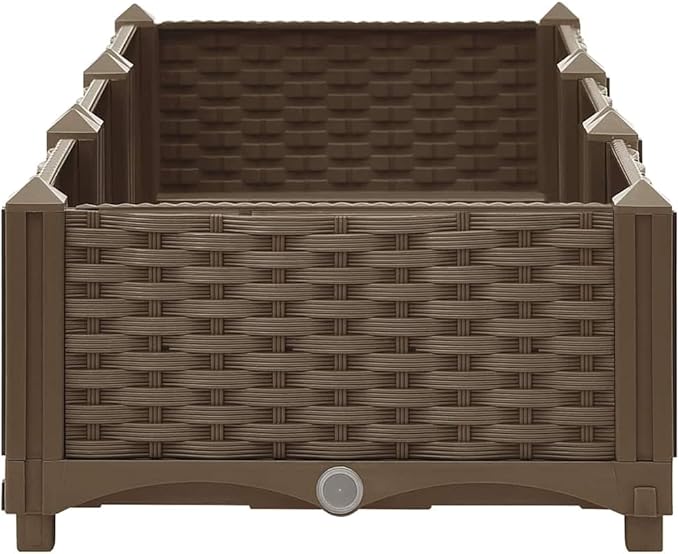 47.2x15.7x9.1 Brown Raised Bed Planter Box Durable Polypropylene Garden Box for Outdoor Patio Balcony Herb Tomato Flower Boxes Easy Assembly