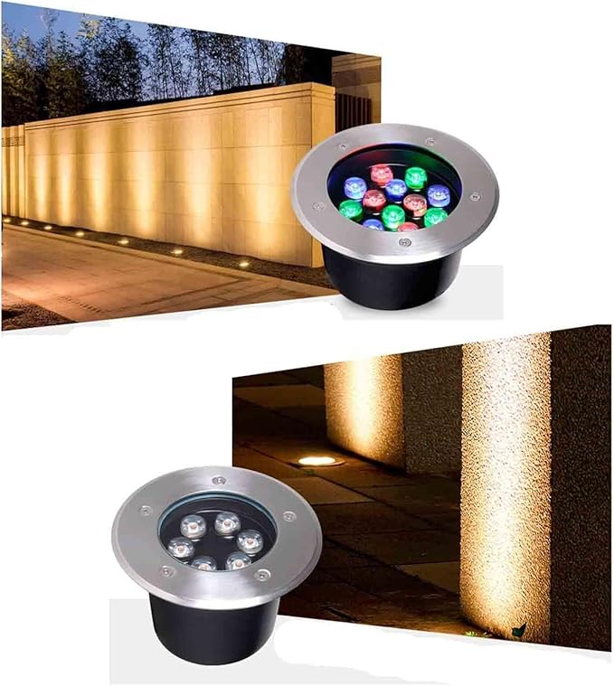 Outdoor LED Underground Light - Round Recessed LED Garden Light Outdoor Recessed Spotlight IP66 Waterproof AC24V Low In-Ground Lamp Garden Landscape Lighting(Green18W)