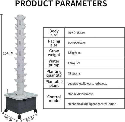 (45 Holes) Vertical Planter Tower hydroponic Growing Indoor kit hydroponic Growing