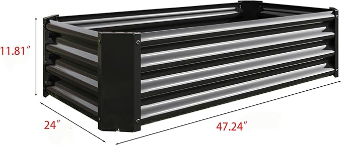 Galvanized Raised Garden Beds Outdoor 4×2×1ft Planter Raised Beds for Gardening Vegetables Flowers Large Metal Garden Box Tool-Free Assembly (Black 4×2×1ft)