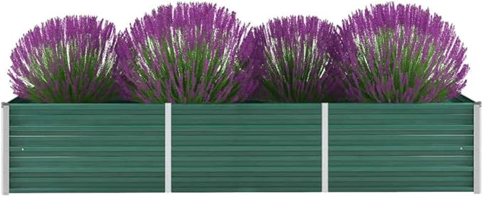 Garden Raised Bed Galvanized Steel 94.5x31.5x17.7 Green