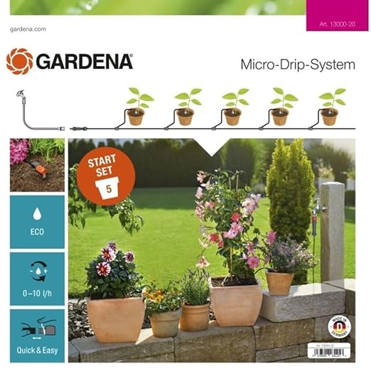 Gardena Set S. Expositor Kits inicio para microdrip de platas en macetas Est谩ndar 22.3x4x22.5 cm