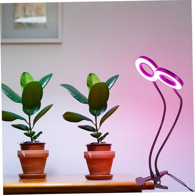 Toyvian LED Plant Growth Light with Dual Heads USB Powered Indoor Planting Lamp for Home Gardening Suitable for Vegetables and Flowers Timed Lighting Options
