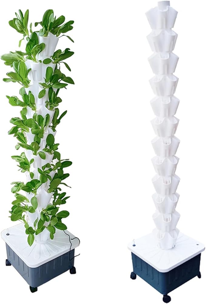 Tower Garden Hydroponic Growing Indoor Smart Garden Kit with Hydrating Pump Adapter Net Pots Timer Gift for Gardening Lover(Size:12TiersC