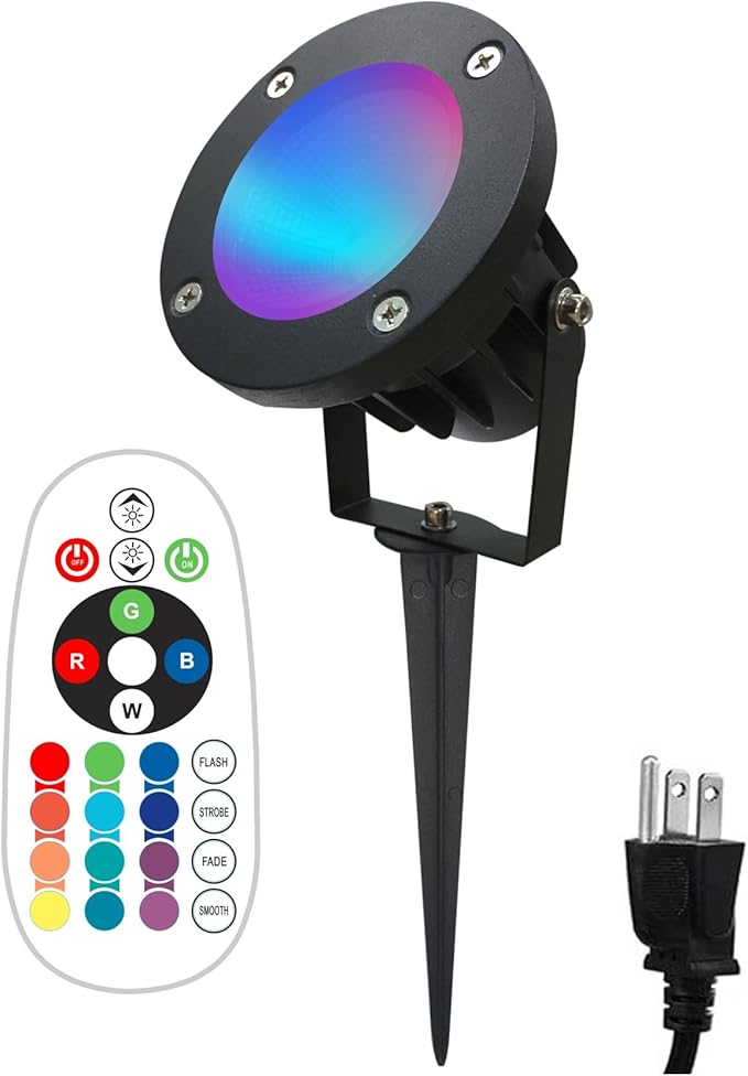 TOVEENEN 25W Color LED Outdoor Landscape Spotlight - Waterproof RGB Spot Lights for Yard Tree House Halloween Christmas Dual Mode 120V 25W