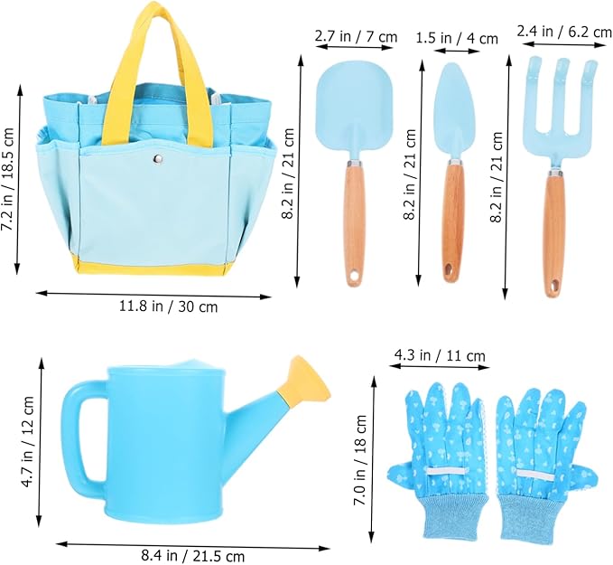Mikikit 1set Boys and Girls Gardening Tools Set Boy Girl-Friendly Kit Shovel Rake Watering Bag for and Transplanting Lightweight Easy to Carry