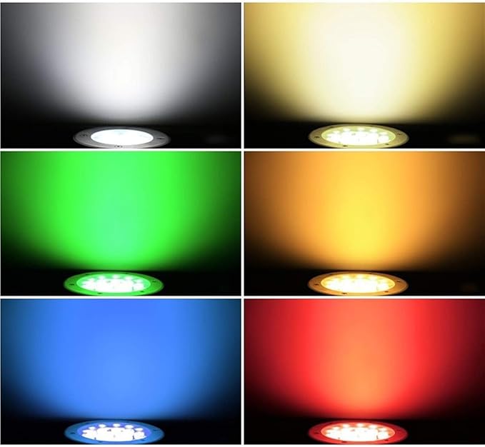 Underground Light LED - 12/24V Garden Courtyard Light Embedded Underwater Spotlight Stainless Steel IP68 Waterproof Landscape Lighting Underwater Pond Spotlight (Yellow 18W)