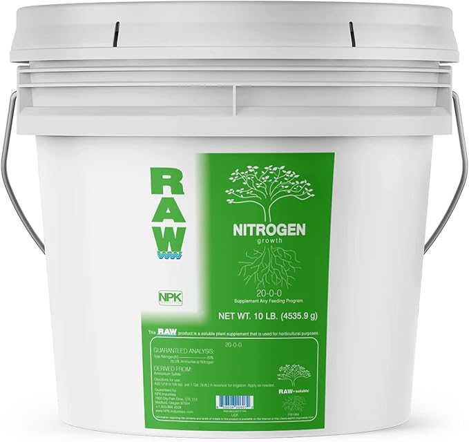 RAW Nitrogen Fertilizer 10lb | Water Soluble High Nitrogen Plant Food for Vegetative Growth Hydroponic Nutrients for Indoor Plants Garden &amp Vegetable Fertilizer