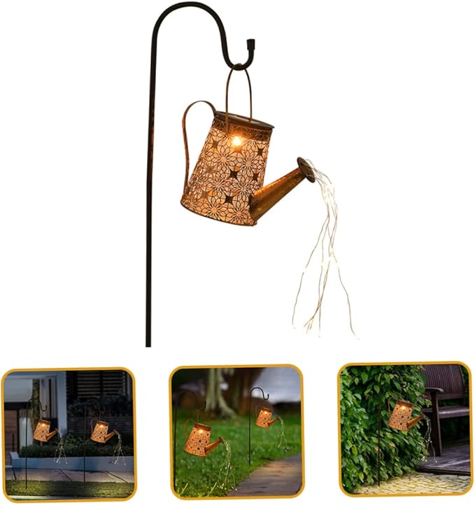 Happyyami Solar Lawn Light Watering Can Solar Garden Decor Rainproof Landscape Lighting