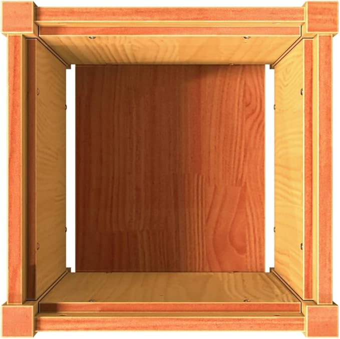 Garden Planter Set of 2 Wax Brown Solid Pine Wood 15.7x15.7x15.7 in. Square Outdoor Raised Beds for Gardening Durable Planters for Outdoor Plants