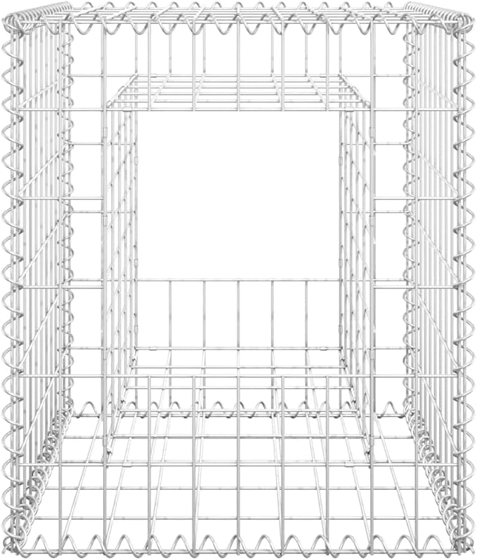 Galvanized Steel Gabion Basket Post/Planter Raised Bed Gabion Raised Bed to Fill with Rocks or Gravel Stable Durable Gabion Post 19.7x19.7x23.6 -AA