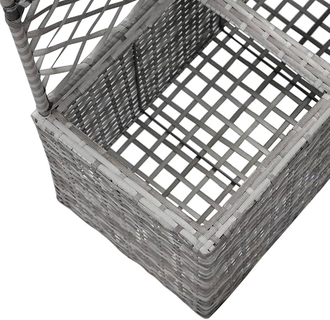 Trellis Raised BedFreestanding Elevated Planter for Vines Climbing Plant Flowers for Patio Garden Indoor Outdoor with 2 Pots 22.8 x 11.8 x 42.1 Poly Rattan Gray