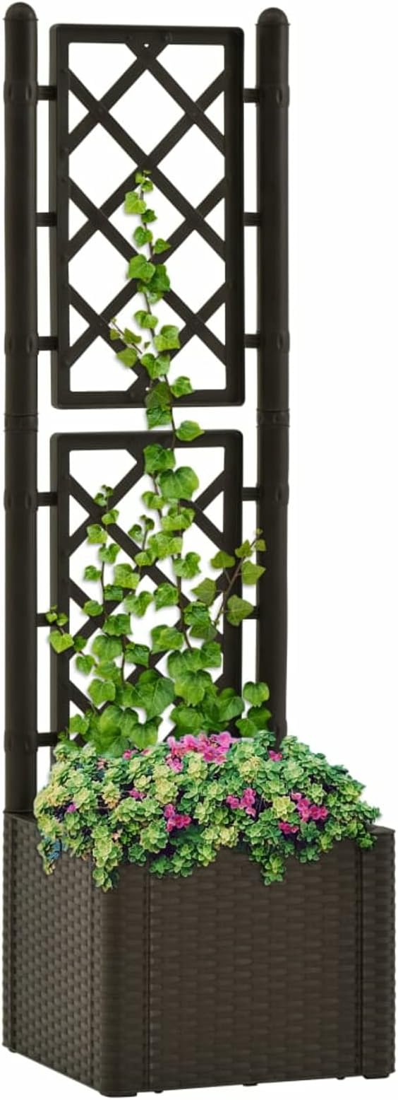qiangxing Garden Raised Bed with Trellis and Self Watering System Mocha Raised Garden Bed Planter Box Raised Garden Beds Outdoor Planter Raised Beds 313964