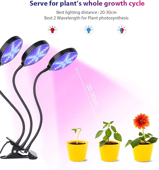45W LED Plant Grow Light Indoor 3-Head 360¡ãFlexible Gooseneck Arm Automatic Timing Function Grow Light 5 Dimmable Levels Spectrum with Desk Clip Plant Light