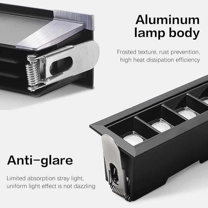 Black Ceiling Light Led Recessed Spotlight Square Flush Mount Accent Spotlighting Fixture Linear Directio l Spotlights Hallway Lamps Indoor