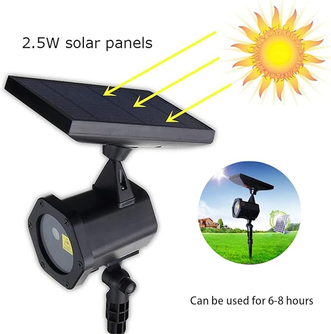 LED Solar Energy Lights Christmas Projector Light Festival Rotating Spotlight Christmas Landscape Spotlight Outdoors Decoration Christmas Festival Outdoor Landscape Decorative Lighting