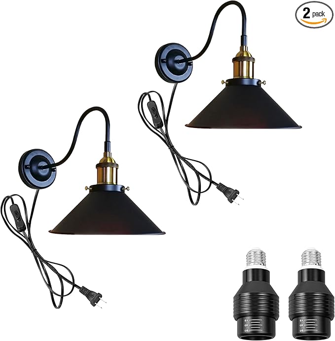 2-Pack Hook Mounted Plant Light Full Spectrum 4500K 10W Adjusted Light Beam Range 15-60° Wall Lamp Industrial Style for Flowers Growing Indoor Plants