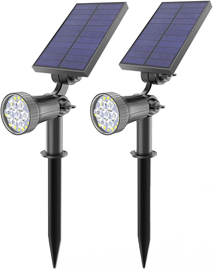 WhiteOutdoor Solar Spotlight 30 LEDs Solar Lights Auto On/Off with 3 Modes IP65 Waterproof Landscape Lighting Garden2Pack