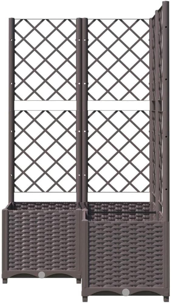 Brown Large Outdoor Planter with Trellis 31.5 x 31.5 x 53.5 in UV-Resistant Polypropylene Raised Garden Bed Box for Patio Balcony &amp Terrace