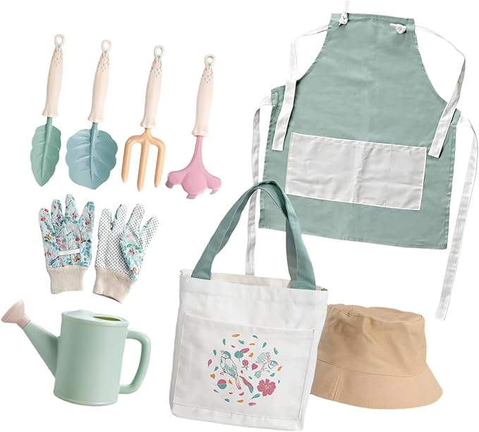 9Pcs Gardening Tools Set with Strong PP Handles and Colorful Design for Outdoor Fun in Garden Or School