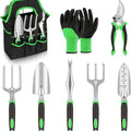Garden Tool Set 8 PCS Stainless Steel Heavy Duty Gardening Tool Set with Non-Slip Rubber Grip Storage Tote Bag Outdoor Hand Tools Pruning Shears Set Gardening Tool Kit（Green）
