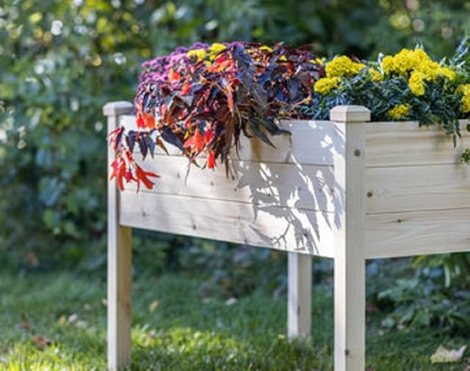 Zylina Wood Raised Garden Bed - X-Large 48x36x22 Raised Planter Boxes for Outdoor w/Legs Garden Beds Outdoors Grow Vegetables Herbs and Beautiful Flowers on Patio Balcony or Backyard.