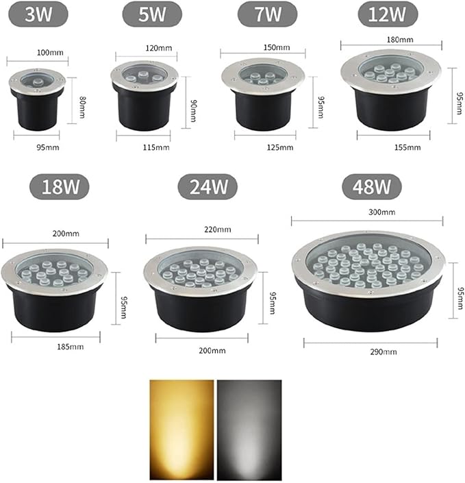 LED Beam Spotlight - IP66 Waterproof 12V Outdoor Recessed Floor Lamp - Embedded Garden Light