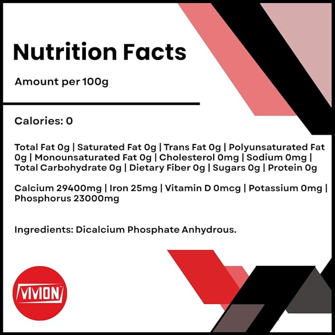 Dicalcium Phosphate Anhydrous Powder - 1 kg (2.2 lb) - DCPA FG Bulking Agent - FCC USP