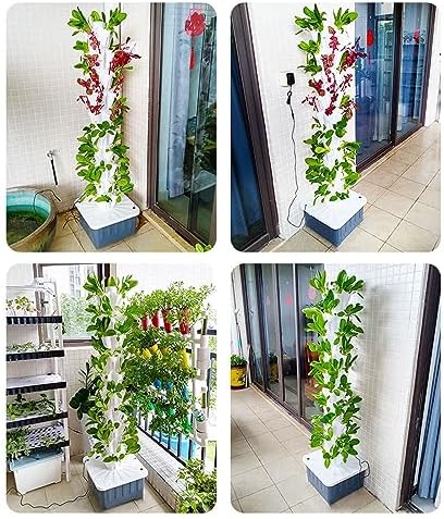 Hydroponics Tower Garden System - 30-Hole Aeroponic Growing Kit for Indoor Herbs Fruits &amp Vegetables - Complete with Pump Timer &amp Net Pots for Easy Gardening