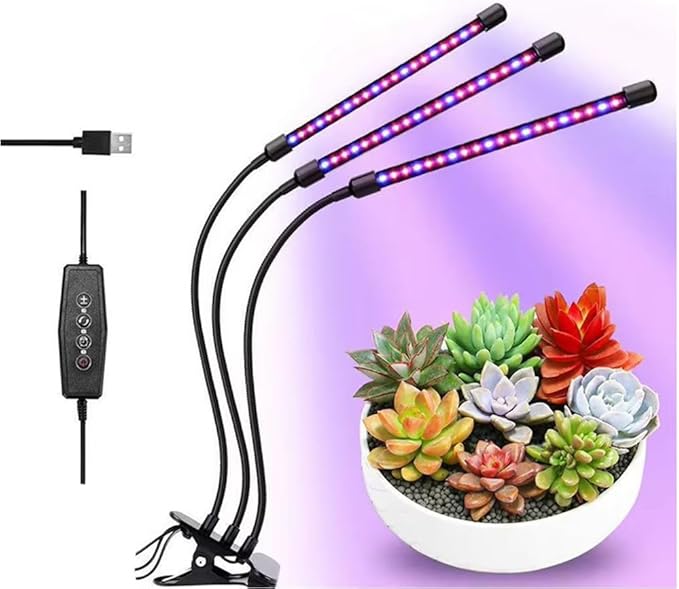 Grow Light Plant Lights for Indoor Plants3 Heads LED Grow Light with Full Spectrum &amp Red Blue Purple Spectrum for Indoor Plant Growing Lamp 3/9/12H Timer 9 Dimmable Levels (Three Head)