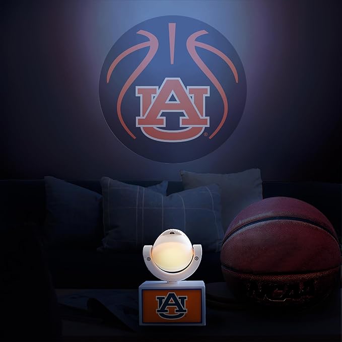 Sporticulture NCAA American Football Auburn Tigers - Adjustable Led Mini Spotlight Projector with 6 Team Logo Designs - Portable &amp Rechargeable Spotlight - Battery-Operated - 4.375” x 3.125”