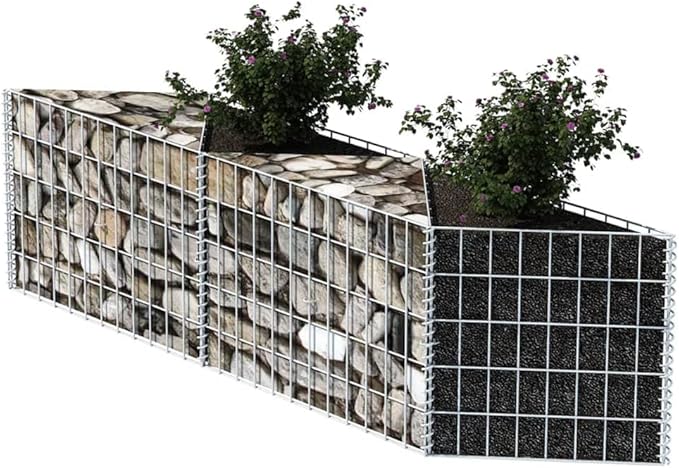 Gabion Basket Galvanized Steel 47.2x11.8x19.7 Gabion Raised Bed Gabion Cages Basket Steel Woven Gabion Net for Backyard Garden