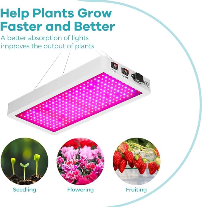 800W Ultra-High-Power LED Planting Growth Lights with a Pro-Grade Red-Blue Spectrum Combination Features Advanced Veg/Bloom Modes with Stepless Dimming of Violet LightIdeal for Commercial Hydroponics