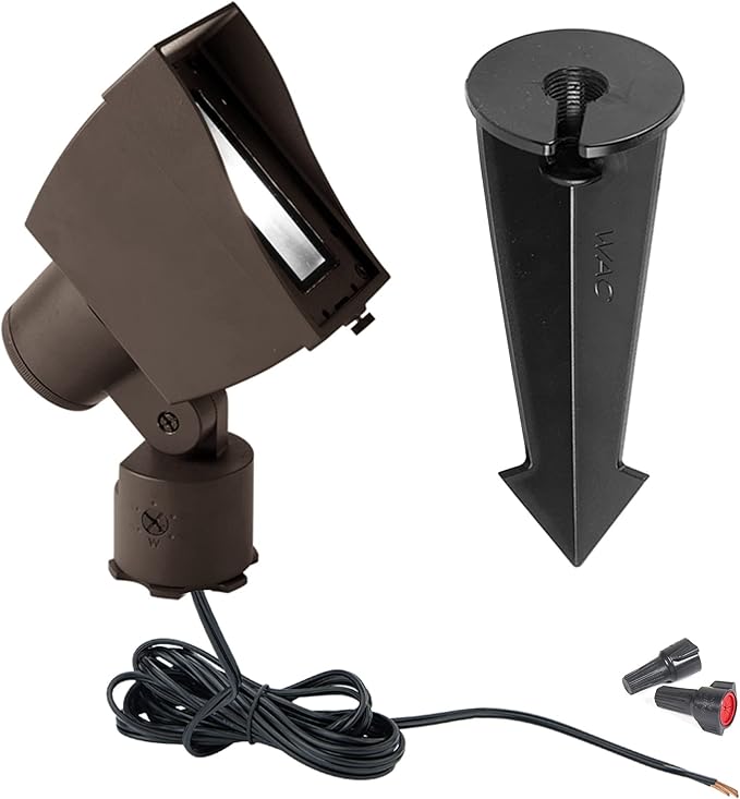 WAC Landscape Lighting Wall Wash Light LED 12V with Adjustable Beam Angle and Integral Brightness Control 3000K in Solid Brass Coated with Bronze